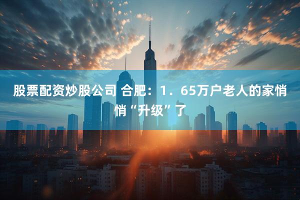 股票配资炒股公司 合肥：1．65万户老人的家悄悄“升级”了